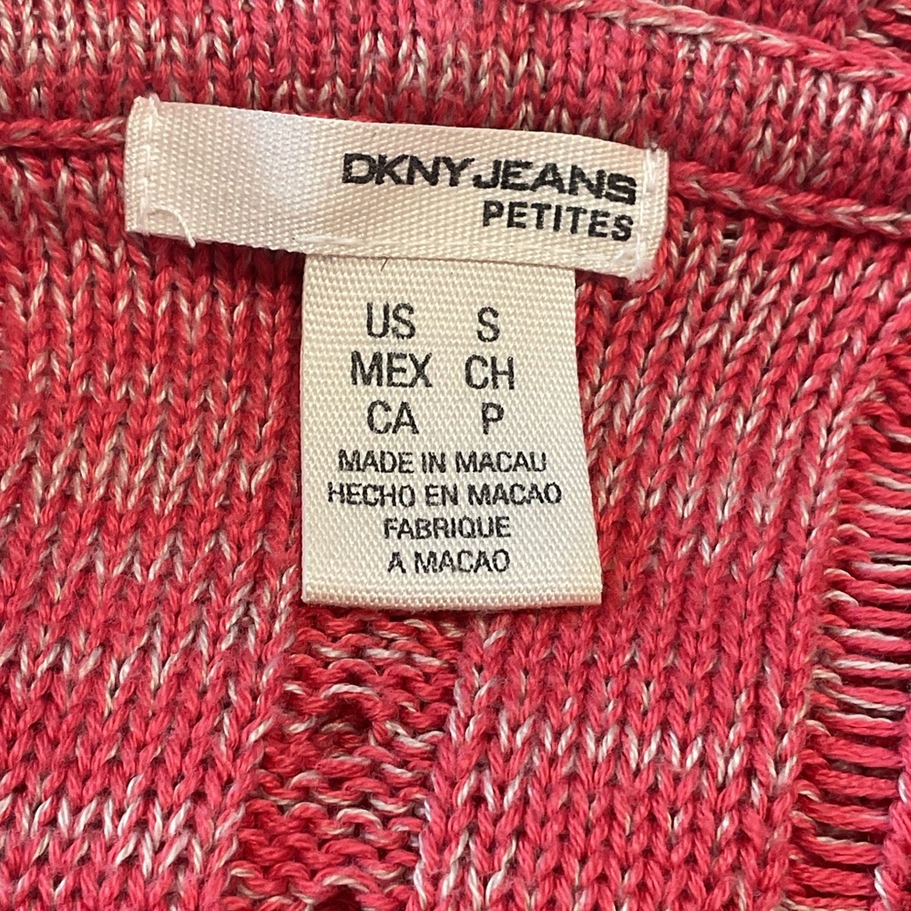 DKNY  JEANS PETITE Y2K Coral/ Pink Knit Half-Zip Sweater - Picture 2 of 11